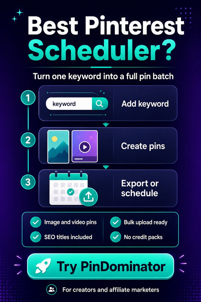 PinDominator promo pin — best Pinterest scheduler comparison angle