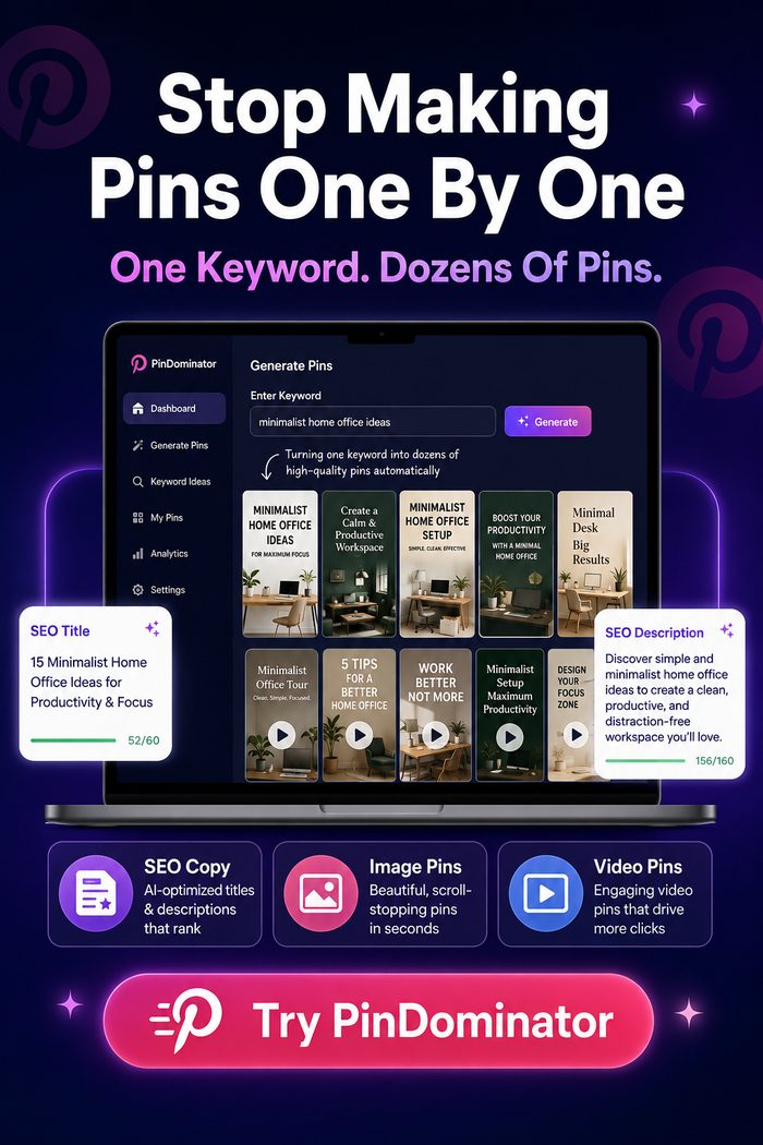 PinDominator promo pin — stop making pins one by one, variant